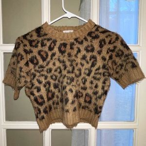 Urban Outfitters Cooperative Leopard Crop Sweater